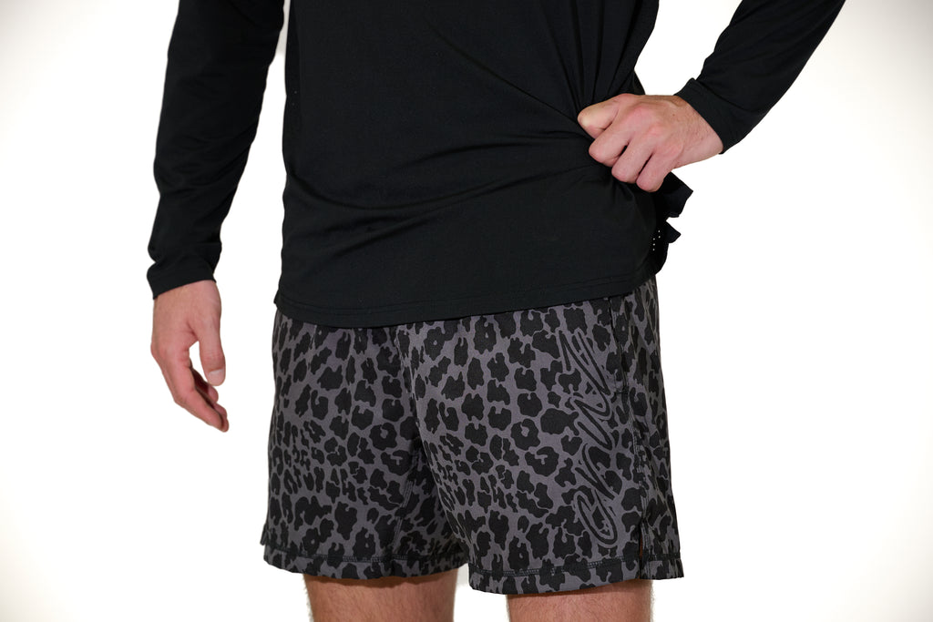 Black Leopard Shorts